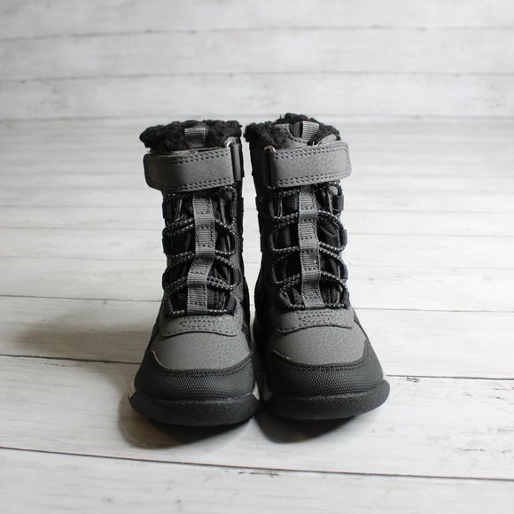 Merrell Baby Boy Winter Snow Boots Infant Size 5 Black Gray - Picture 5 of 8